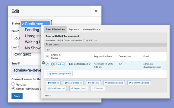 Screenshot of record manager