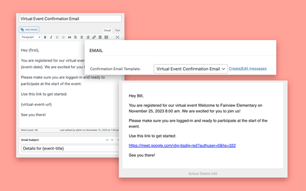 Screenshot of email messages