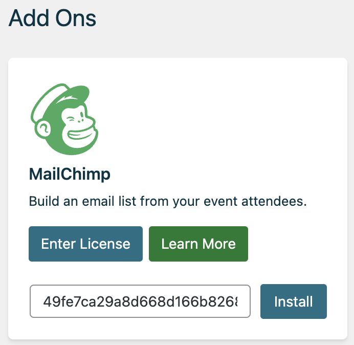 Activate MailChimp Add-on