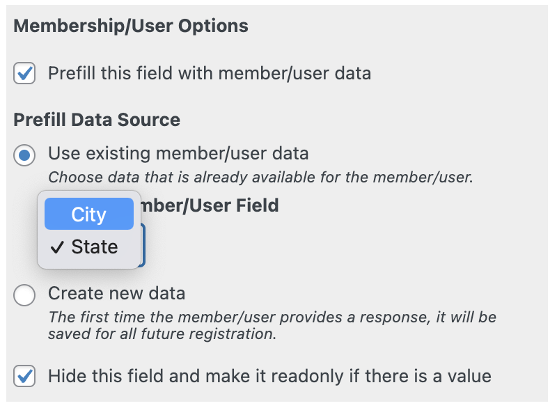 pre-fill with existing membership data